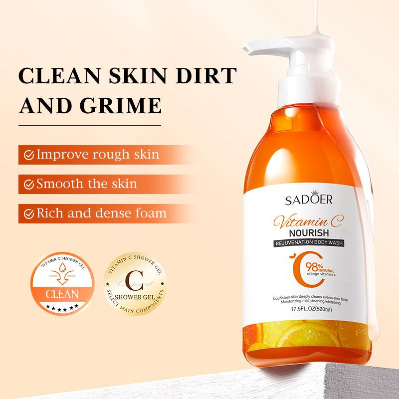 Revitalize Your Skin with Vitamin C & Lemon Niacinamide Body Wash - Jumbo 16.9Oz for Deep Cleansing and Nourishing Care!