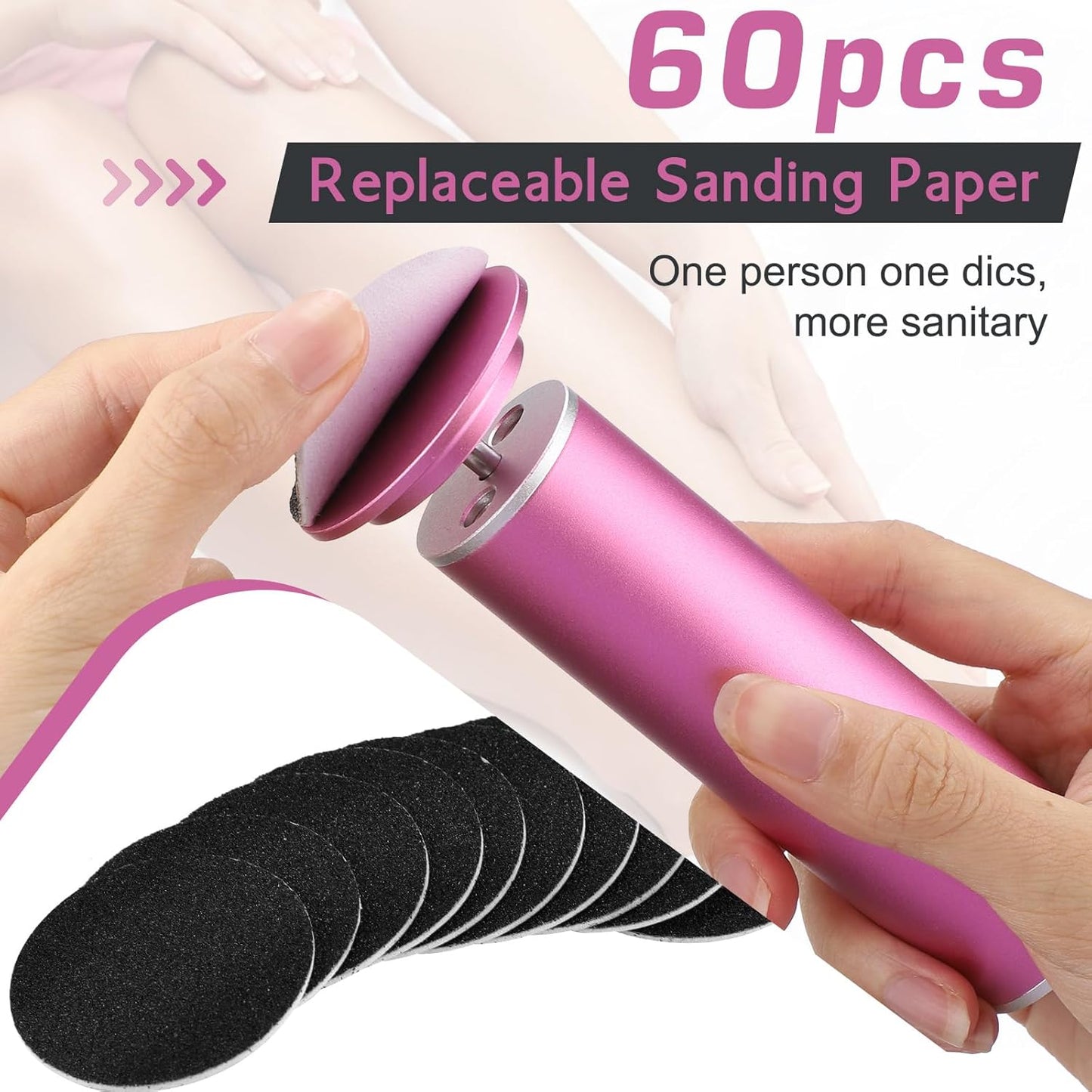 Professional Electric Callus Remover with Speed Control and 60 Replacement Sandpaper Disks - Ultimate Foot Care Tool for Smooth, Soft Feet