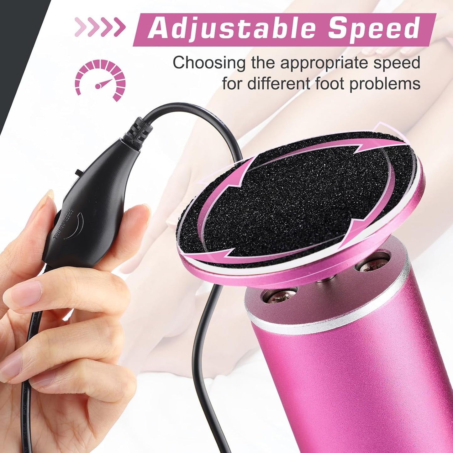 Professional Electric Callus Remover with Speed Control and 60 Replacement Sandpaper Disks - Ultimate Foot Care Tool for Smooth, Soft Feet
